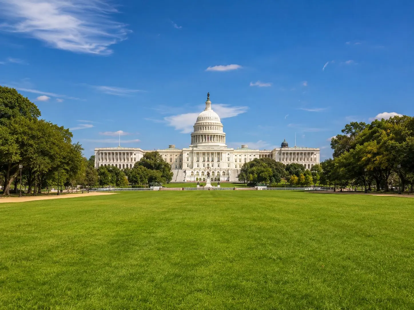 The US Capitol at the east end of the National Mall