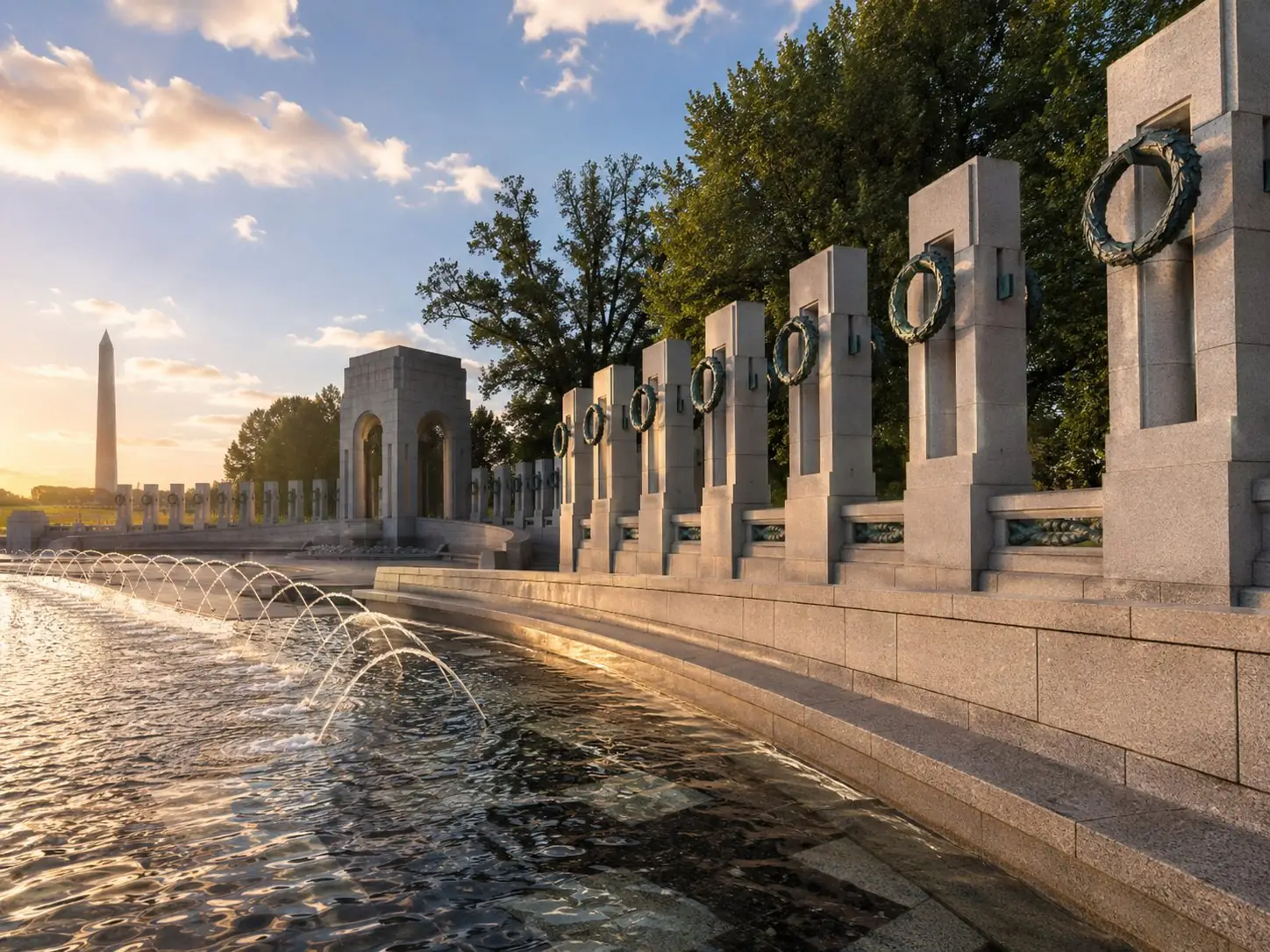 The WWII Memorial at the east end of the Reflecting Pool